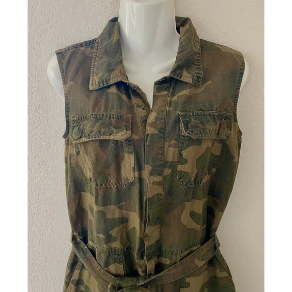BLANKNYC Camouflage Short Jumpsuit Sleeveless Romper Belted Waist Linen Blend XS - Picture 5 of 8